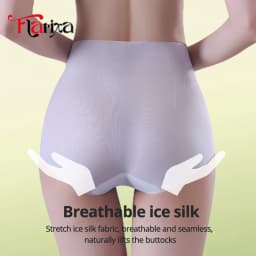 Flarixa Ice Silk Panties Women Ultra Thin High Waist Briefs Cross Belly Slimming Underwear Shaping Pants Female Lingerie