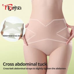 Flarixa Ice Silk Panties Women Ultra Thin High Waist Briefs Cross Belly Slimming Underwear Shaping Pants Female Lingerie