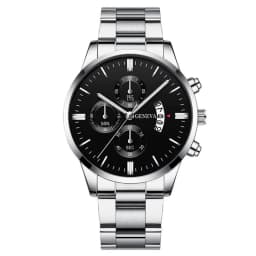 3PCS/Set Fashion Men's Stainless Steel Band Watch Casual Calendar Quartz Watch Jewelry Set(Without Box)