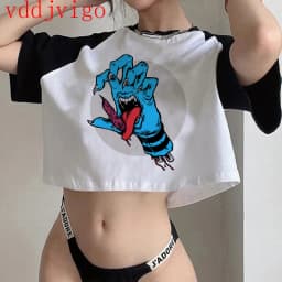 Gothic Crop Top Tshirt Manga Japanese Anime Jujutsu Kaisen T Shirt Gojo Satoru Tops Yuji Itadori Cropped Tees T-shirt