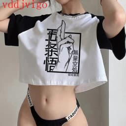 Gothic Crop Top Tshirt Manga Japanese Anime Jujutsu Kaisen T Shirt Gojo Satoru Tops Yuji Itadori Cropped Tees T-shirt