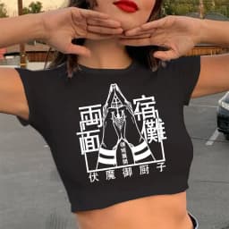 Gothic Crop Top Tshirt Manga Japanese Anime Jujutsu Kaisen T Shirt Gojo Satoru Tops Yuji Itadori Cropped Tees T-shirt
