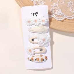 5Pcs/Set Kids Hair Accessories BB Clips Sweet Printe Hairbangs Hairclip Baby Girls Barrette Ins Style Daisy Hairpin Ornament