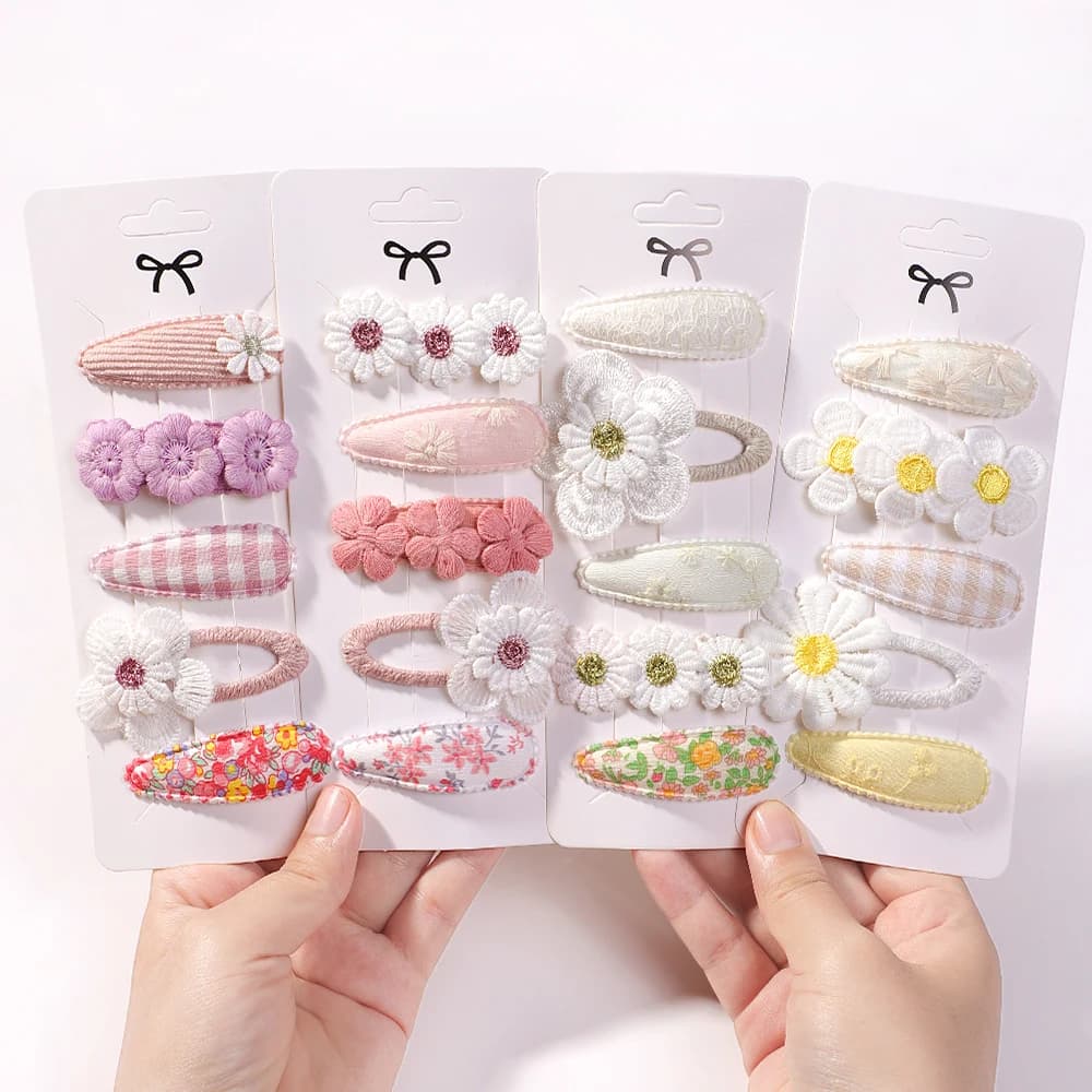 5Pcs/Set Kids Hair Accessories BB Clips Sweet Printe Hairbangs Hairclip Baby Girls Barrette Ins Style Daisy Hairpin Ornament