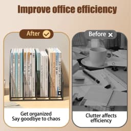 3 or 4 Slot Desktop File Organizer Metal Mesh Magazine Book Document Holder Black White for Office School Home Students Teachers