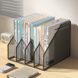 3 or 4 Slot Desktop File Organizer Metal Mesh Magazine Book Document Holder Black White for Office School Home Students Teachers