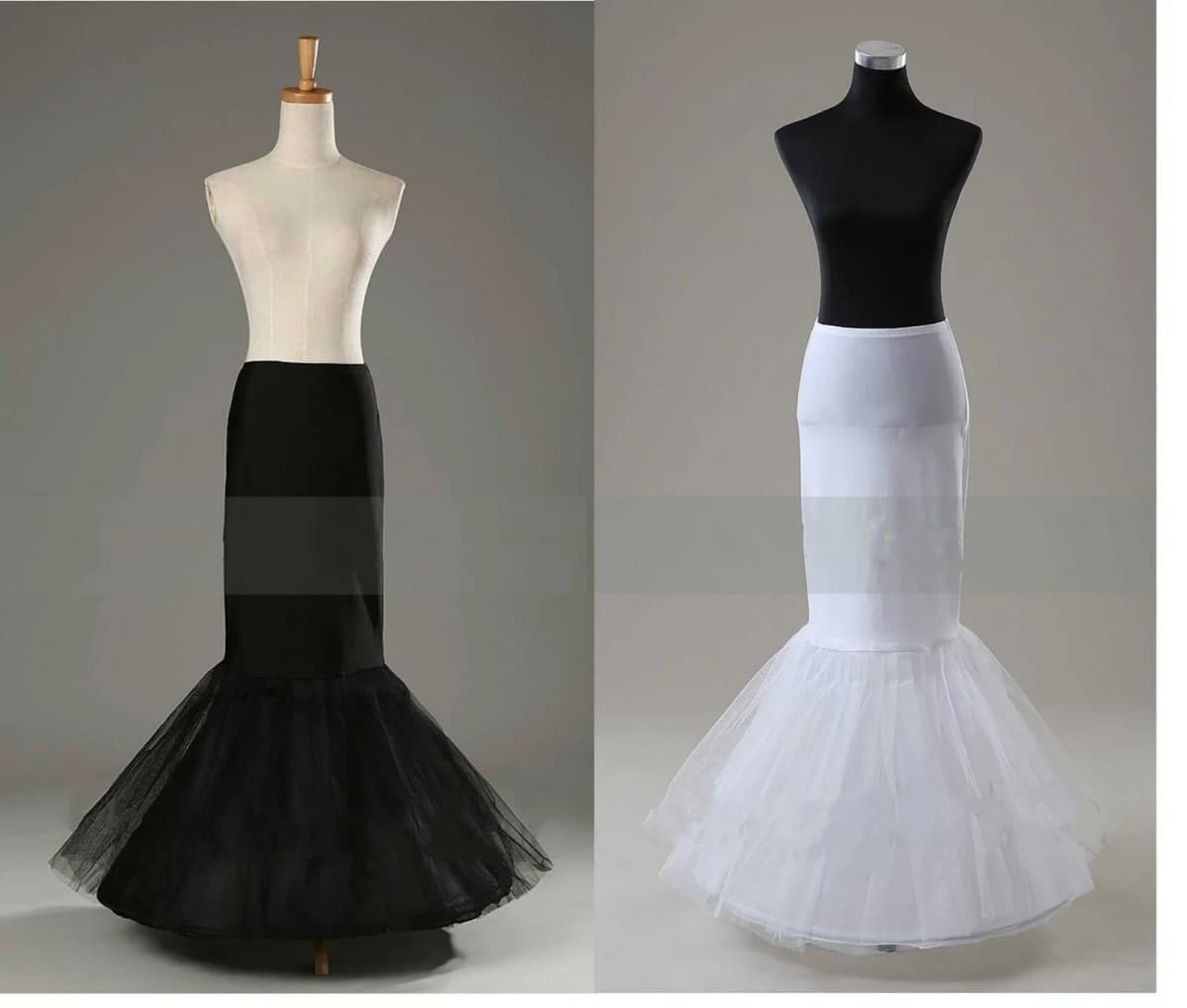 White/Black 1 Hoop Mermaid Wedding Bridal Underskirt Crinoline Petticoat Slips