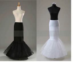 White/Black 1 Hoop Mermaid Wedding Bridal Underskirt Crinoline Petticoat Slips
