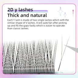 Yelix 2D Volume Lashes 0.10D 8-12mm Single Tip 2D Y Eyelash Extensions Professional Lash Extension Lightweight Premade Fans