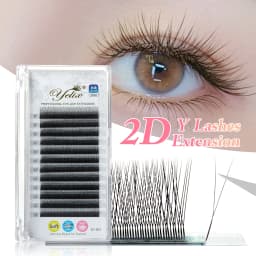 Yelix 2D Volume Lashes 0.10D 8-12mm Single Tip 2D Y Eyelash Extensions Professional Lash Extension Lightweight Premade Fans