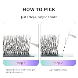 Yelix 2D Volume Lashes 0.10D 8-12mm Single Tip 2D Y Eyelash Extensions Professional Lash Extension Lightweight Premade Fans