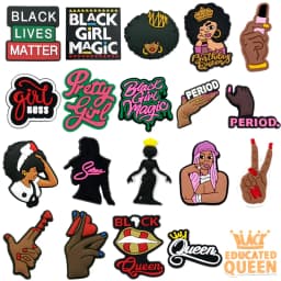 1/20pcs Magical Black Girl Pins for Women Girl Shoe Charms Queen Doctor Singer Boss Shoe Accessories Decorations Buckle Ornament