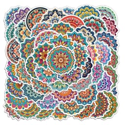 50PCS Colorful Mandala Graffiti Paper Initiative Personalized Cool Decoration Handbook Material DIY Phone Case Stickers