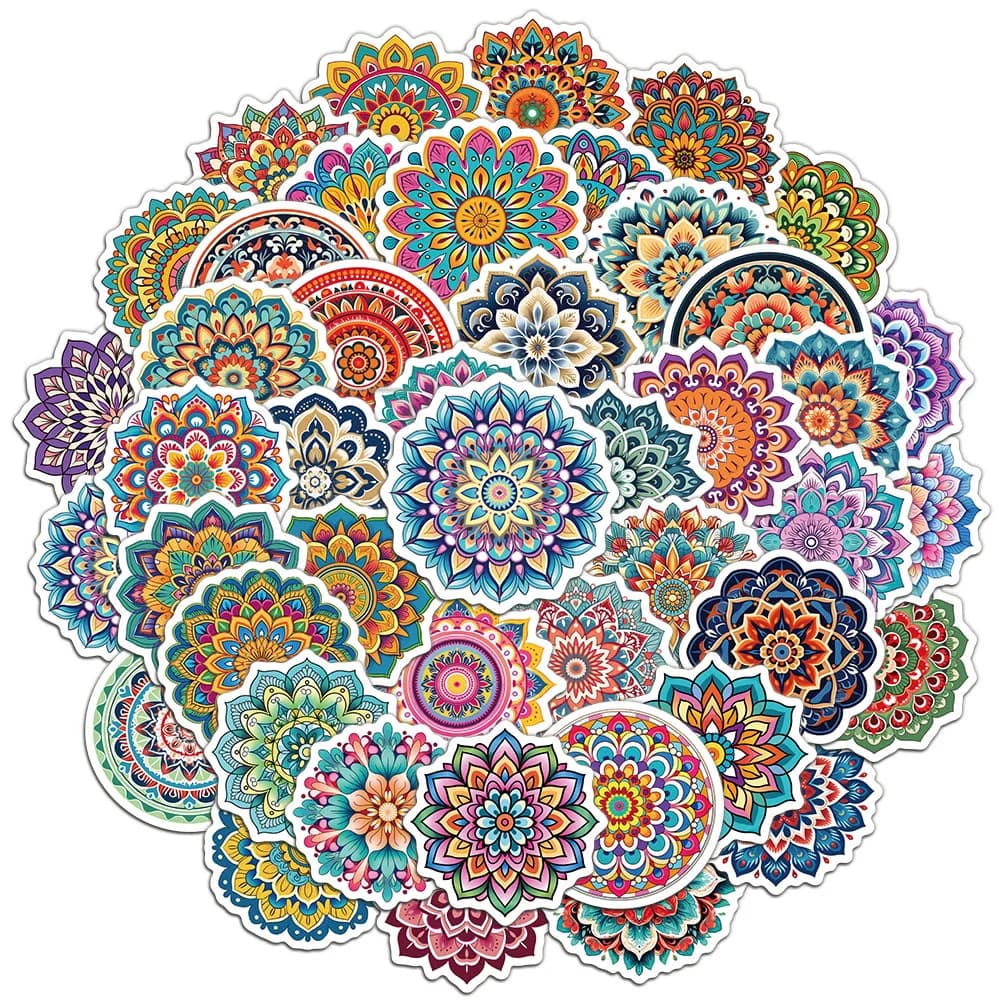 50PCS Colorful Mandala Graffiti Paper Initiative Personalized Cool Decoration Handbook Material DIY Phone Case Stickers