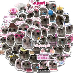 56PCS Sad Hamster Meme Cute Mouse Fun Pattern Sticker Aesthetic Kawaii Decals Cute Cartoon Laptop Luggage Bicycle Diary Stickers