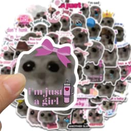 56PCS Sad Hamster Meme Cute Mouse Fun Pattern Sticker Aesthetic Kawaii Decals Cute Cartoon Laptop Luggage Bicycle Diary Stickers
