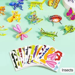 25Pcs 3D Puzzle Blocks Toys 3D Insect Paper Jigsaw Funny Paper Card Children Early Education