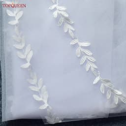 TOPQUEEN V129 Wedding Veil Lace Edge Bridal Veils 3M White Ivory Wedding Veil Thin Scallop Lace Trim Cathedral Mantilla Veu