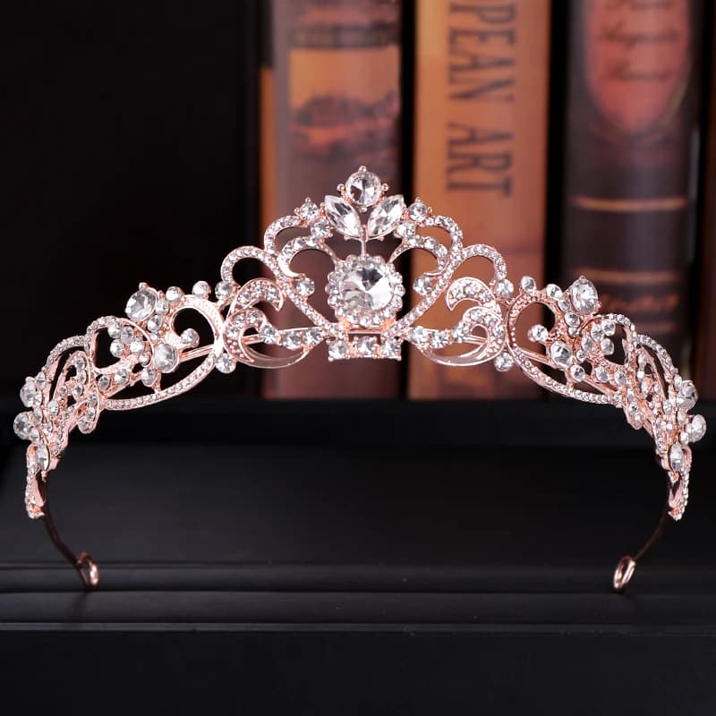 Trendy Crystal Crown Rose Gold Bridal Tiara And Crown Hair Accessories for Wedding Bride Women Hair Jewelry Headpiece