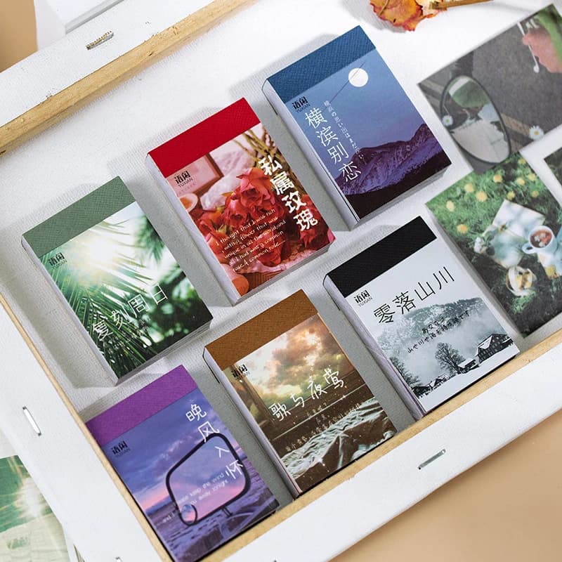 50 Sheet World scenery Style Sticker Book Washi Paper Journal DIY Material Decoration Sticker Memo Pad Scrapbook Stationery gift