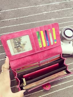 Large Capacity Women Wallet 17 Card Slots Long Wallet with ID Window & Zipper Pocket Casual Coin Purse -suitable for Daily Use