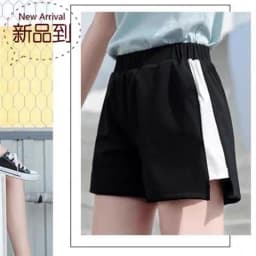 Women's summer high elasticity drawstring wide leg short S-3XL oversized sports underwear with side bar splicing sports shorts