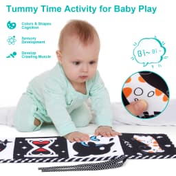 Baby Cloth Book High Contrast Baby Toys 0M+ Newborn Crib Toys Black and White Animal Sensory Cloth Books Montessori Toys