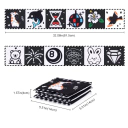 Baby Cloth Book High Contrast Baby Toys 0M+ Newborn Crib Toys Black and White Animal Sensory Cloth Books Montessori Toys
