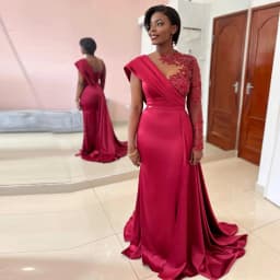 2025 Evening Gown One Shoulder Satin Beading Appliques Mermaid Pleated Vestidos De Novia Vintage Evening Dresses Single Sleeve