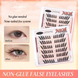 UWN Glue-free False Eyelashes Oblique Flying Fox Style Curling Natural Lazy Light and Comfortable Upper Eyelashes