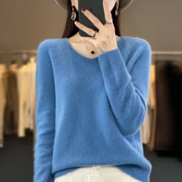 2024 100% Merino Pure Wool V-neck Autumn And Winter Pullover Sweater New Cashmere Sweater Women's Casual Knitted Top DMR201