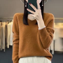 2024 100% Merino Pure Wool V-neck Autumn And Winter Pullover Sweater New Cashmere Sweater Women's Casual Knitted Top DMR201