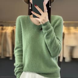 2024 100% Merino Pure Wool V-neck Autumn And Winter Pullover Sweater New Cashmere Sweater Women's Casual Knitted Top DMR201