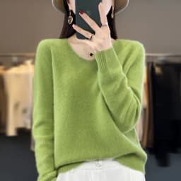 2024 100% Merino Pure Wool V-neck Autumn And Winter Pullover Sweater New Cashmere Sweater Women's Casual Knitted Top DMR201