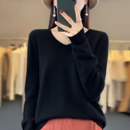 2024 100% Merino Pure Wool V-neck Autumn And Winter Pullover Sweater New Cashmere Sweater Women's Casual Knitted Top DMR201