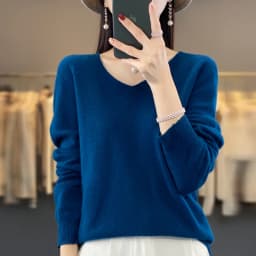 2024 100% Merino Pure Wool V-neck Autumn And Winter Pullover Sweater New Cashmere Sweater Women's Casual Knitted Top DMR201