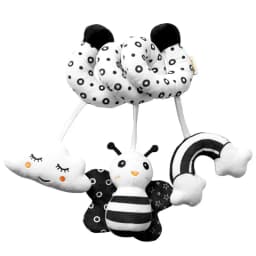Newborns Spiral Hanging Activity Stroller Toy Baby Carseat Toy Black & White Lion Koala Rattle for Crib Mobile Sensory Toy Gift