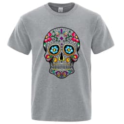 Men's T-shirt High Quality Cotton Blend Street Style Loose Cool Skull Printed Summer Men t shirt Casual Short Sleeve For Men