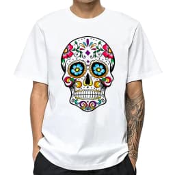 Men's T-shirt High Quality Cotton Blend Street Style Loose Cool Skull Printed Summer Men t shirt Casual Short Sleeve For Men