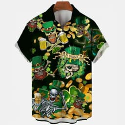Beer Festival Harajuku Shirts For Men 3D Print Short Sleeve Tees Summer Hawaiian Beach Style Single-Breasted Tops Lapel