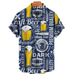 Beer Festival Harajuku Shirts For Men 3D Print Short Sleeve Tees Summer Hawaiian Beach Style Single-Breasted Tops Lapel