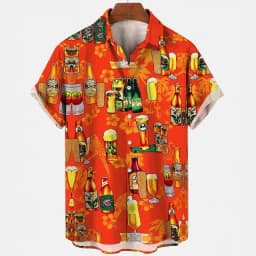 Beer Festival Harajuku Shirts For Men 3D Print Short Sleeve Tees Summer Hawaiian Beach Style Single-Breasted Tops Lapel