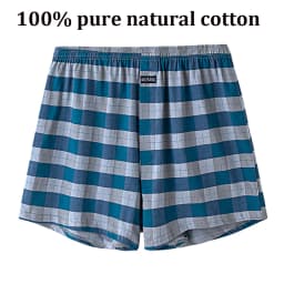 100% Cotton Men Pajama Boxers Casual Breathable 3D Crotch Bottoms Sleepwear Fashion Plaid Elastic Waist Underpants Pijama Hombre