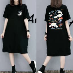 Korean Style Instagram Fashion Print Women's Summer New Plus Size Loose Pullover Short Sleeve Dress