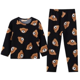 2-Piece 2024 New Autumn Children's Cute Bear Long-Sleeved Trousers Suit Boy Leisure and Comfortable Home Cover Girl Joker Pajama