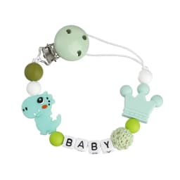 NEW Custom Personalized Name Pacifier Clip Handmade Beech Wooden Chain Silicone Crown Holder Soother Baby Teething Toy Chew Gift