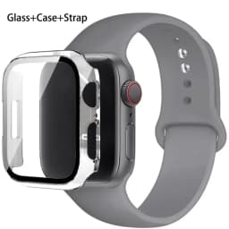 Glass+Case+Strap For Apple Watch band 44mm 45mm 42mm 41mm 40mm 38mm Silicone watchband bracelet iWatch series 8 9 7 6 5 4 3 SE