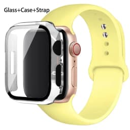 Glass+Case+Strap For Apple Watch band 44mm 45mm 42mm 41mm 40mm 38mm Silicone watchband bracelet iWatch series 8 9 7 6 5 4 3 SE