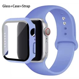 Glass+Case+Strap For Apple Watch band 44mm 45mm 42mm 41mm 40mm 38mm Silicone watchband bracelet iWatch series 8 9 7 6 5 4 3 SE