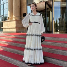 Customized Sizes Available Chiffon Pleat A-line V-neck Midi Dresses Evening Dresses Classic Exquisite Modern Style Pastrol Unise